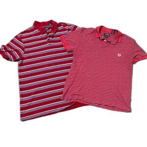2 Chaps Polo Shirts Men's L Blue Burgundy & Pink Blue Business Casual Athleisure